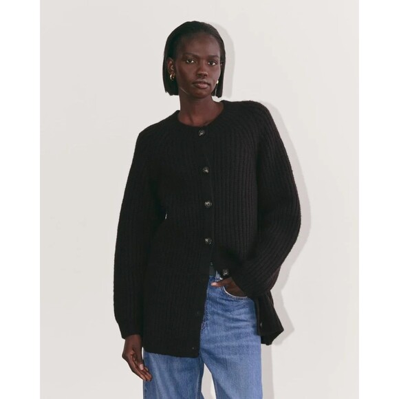 Everlane Sweaters - EVERLANE The Cloud Fisherman Cocoon Cardigan XXL Black Chunky Relaxed NWT B37